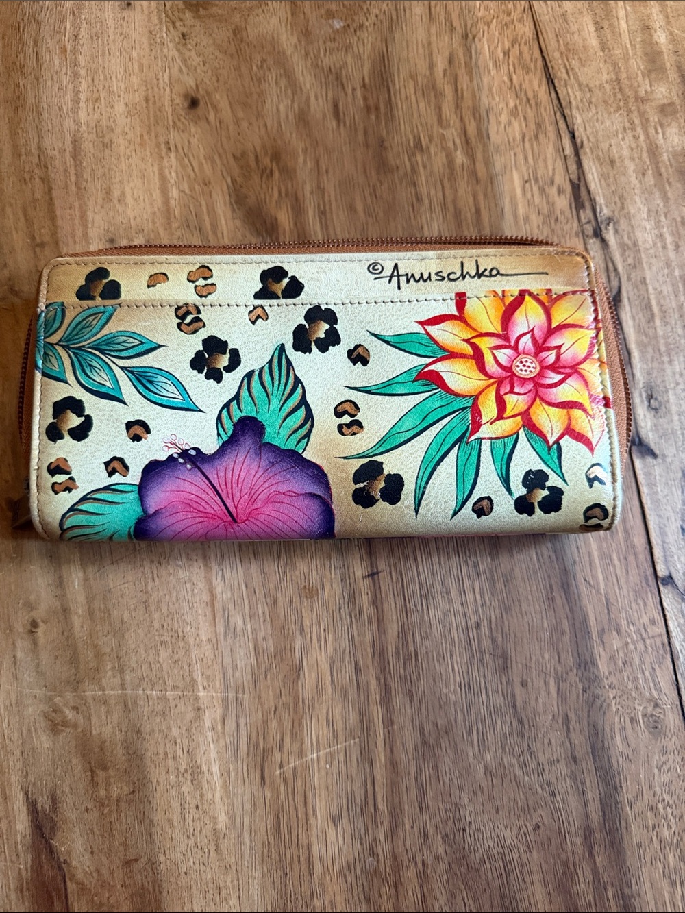 Anuschka Floral Leopard Print Wallet - Multicolor